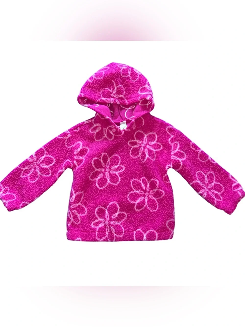 Carter's Bright Pink Floral Fleece Pullover Hoodie size 3T